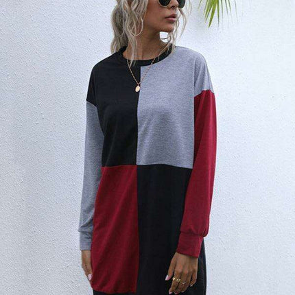 Effortless Style: Trendy Color Block Knit Sweater Dress