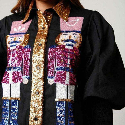 Festive Sparkle Lapel Dress for Holiday Gatherings