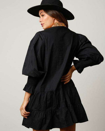 Festive Sparkle Lapel Dress for Holiday Gatherings