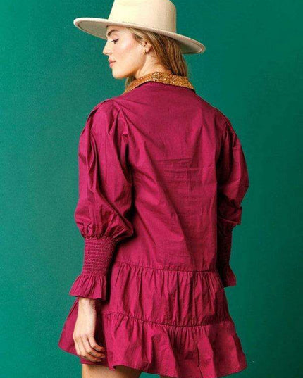 Festive Sparkle Lapel Dress for Holiday Gatherings