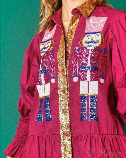 Festive Sparkle Lapel Dress for Holiday Gatherings