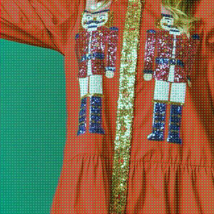 Festive Sparkle Lapel Dress for Holiday Gatherings