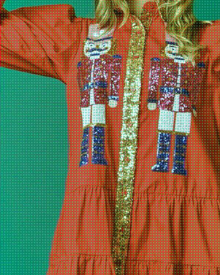 Festive Sparkle Lapel Dress for Holiday Gatherings