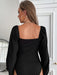 Chic Twist V-Neck Long Sleeve Polyester Bodysuit for Effortless Style