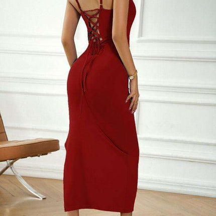 Chic V-Neck Suspender Skirt - Effortless Elegance for the Modern Woman