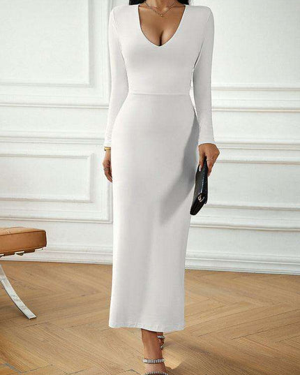 Elegant Crimson V-Neck Dress - A Statement of Timeless Style