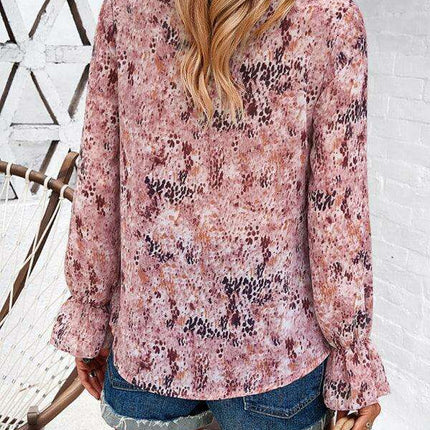 Trendy Women's Long-Sleeved V-Neck Printed Blouse - Must-Have for Fall-Winter Fashion