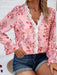 Colorful V-Neck Top with Long Sleeves - Women's Fashion Essential