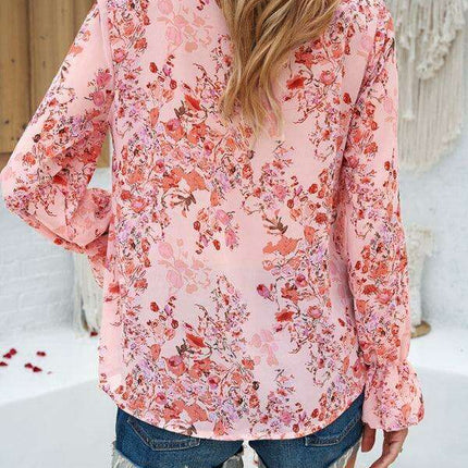 Trendy Women's Long-Sleeved V-Neck Printed Blouse - Must-Have for Fall-Winter Fashion