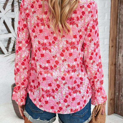 Trendy Women's Long-Sleeved V-Neck Printed Blouse - Must-Have for Fall-Winter Fashion
