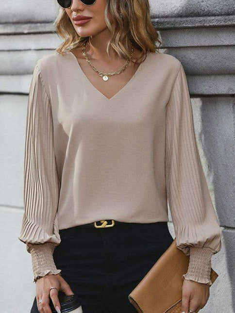 Elegant V-Neck Long Sleeve Blouse for Women - Timeless Style