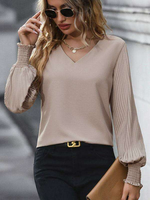 Elegant V-Neck Long Sleeve Blouse for Women - Timeless Style
