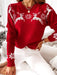 Elk Jacquard Knit Sweater - Women's Festive Christmas Top