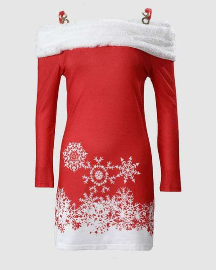 Festive Elegance: Women's Stylish Party Dress with Luxe Faux Fur Details