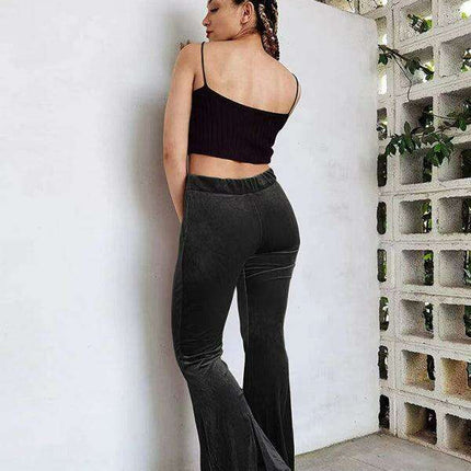 Chic High-Waisted Velvet Flare Trousers for Women: Where Elegance Meets Comfort