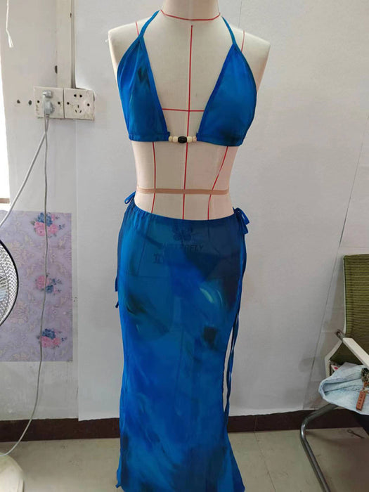 Floral Print Bikini Set with Coordinating Skirt - Women's Swimwear for Summer Escapades