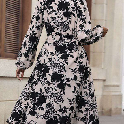 Elegant Long-Sleeve Stand Collar Dress: Timeless Sophistication