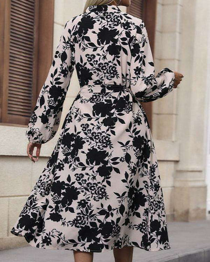Elegant Long-Sleeve Stand Collar Dress: Timeless Sophistication