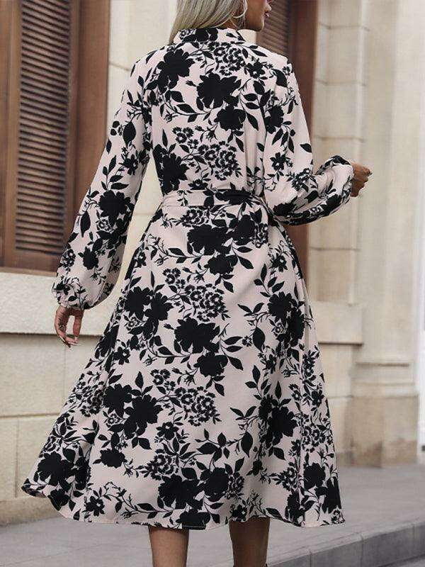 Elegant Long-Sleeve Stand Collar Dress: Timeless Sophistication