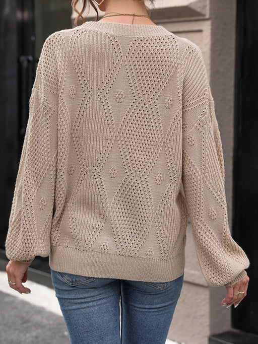 Chic Cable Knit Women's Sweater for Fall-Winter