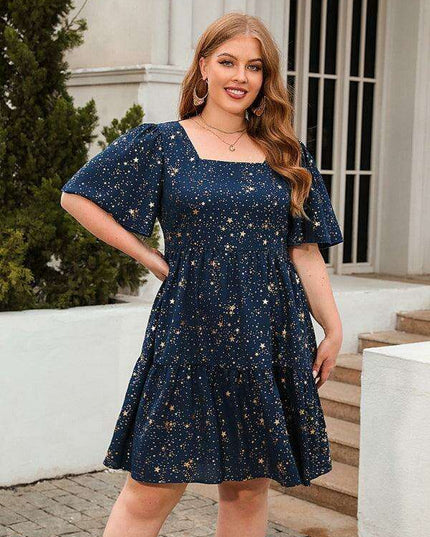 Glistening Metallic Print Easy-Breezy Dress