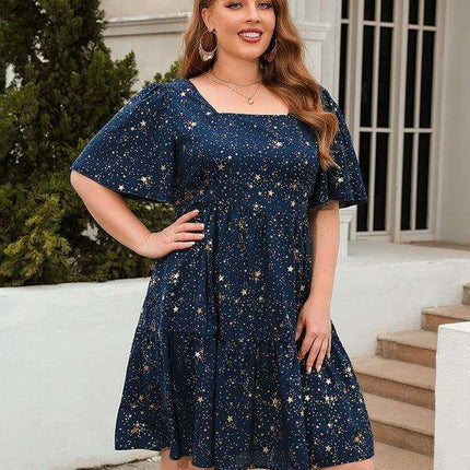 Glistening Metallic Print Easy-Breezy Dress