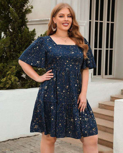 Glistening Metallic Print Easy-Breezy Dress