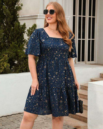 Glistening Metallic Print Easy-Breezy Dress