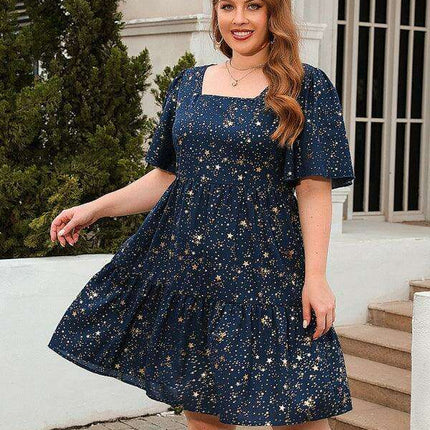 Glistening Metallic Print Easy-Breezy Dress