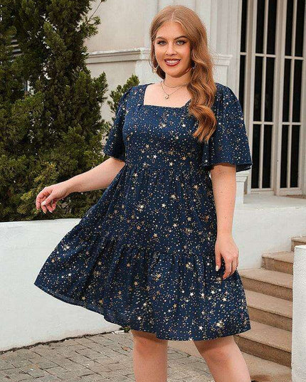 Glistening Metallic Print Easy-Breezy Dress