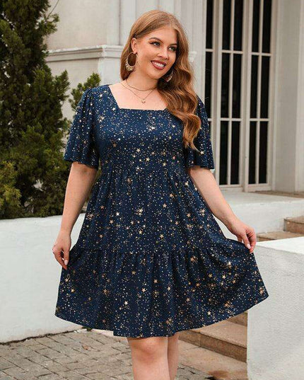 Glistening Metallic Print Easy-Breezy Dress