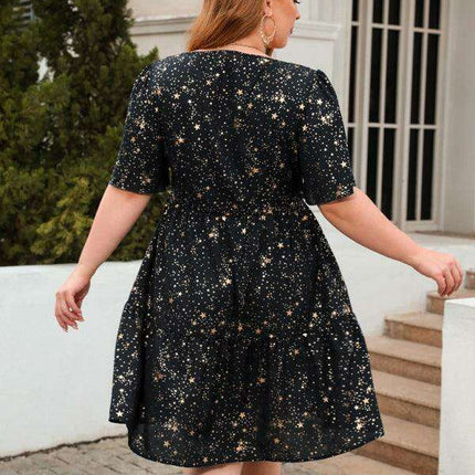 Glistening Metallic Print Easy-Breezy Dress