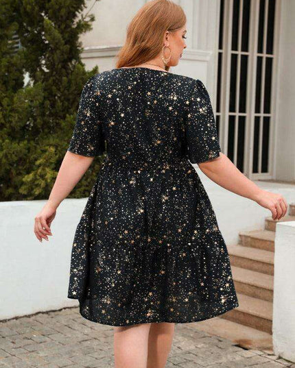 Glistening Metallic Print Easy-Breezy Dress