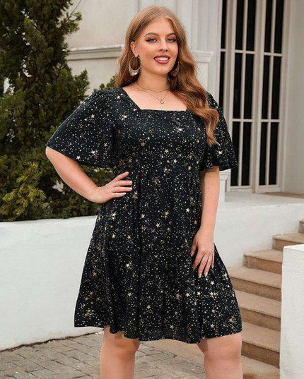 Glistening Metallic Print Easy-Breezy Dress