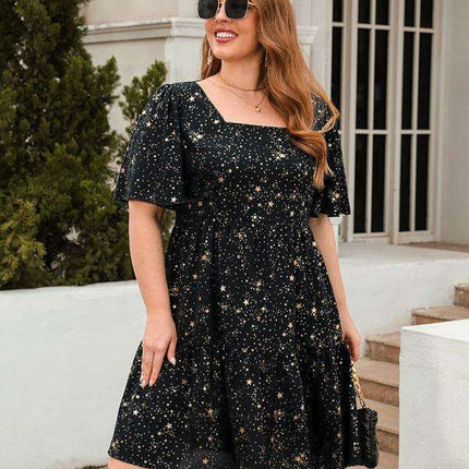 Glistening Metallic Print Easy-Breezy Dress