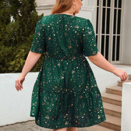 Glistening Metallic Print Easy-Breezy Dress