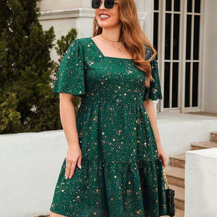 Glistening Metallic Print Easy-Breezy Dress