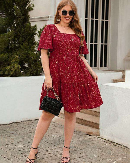 Glistening Metallic Print Easy-Breezy Dress