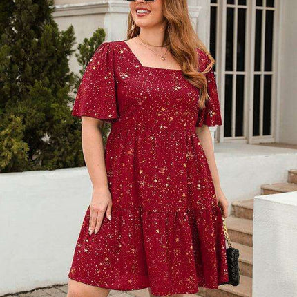 Glistening Metallic Print Easy-Breezy Dress