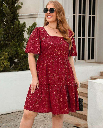 Glistening Metallic Print Easy-Breezy Dress