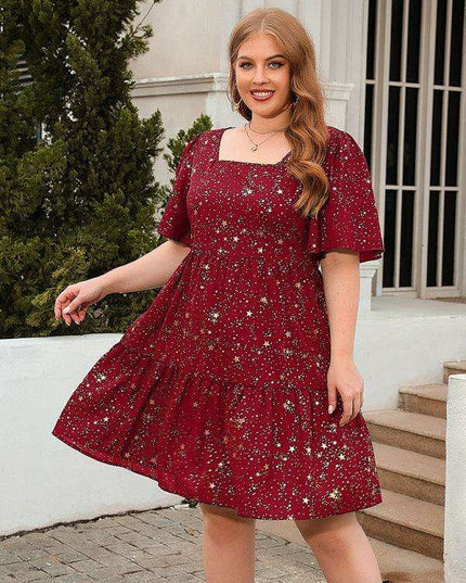 Glistening Metallic Print Easy-Breezy Dress