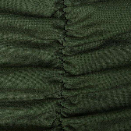 Elegant Long Sleeve Pleated Lace-Trim V-Neck Dress