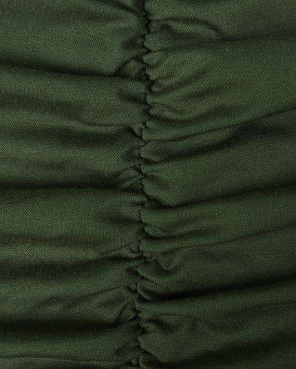 Elegant Long Sleeve Pleated Lace-Trim V-Neck Dress