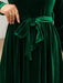 Golden Velvet Women's Dress with Round Neck and Belt - Elegant Chic Design - Luxury Edition