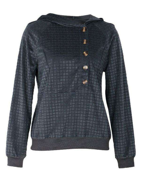 Chic All-Season Women's Textured Solid Hoodie Sweatshirt