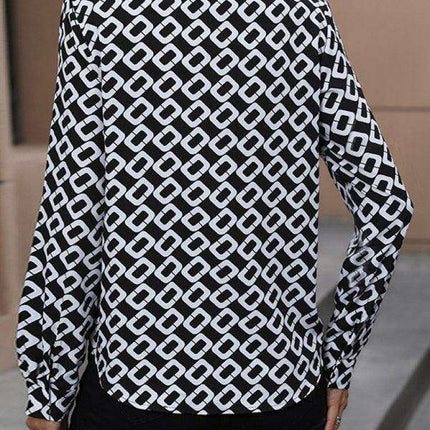 Elegant Floral Print V-Neck Long Sleeve Blouse for Women