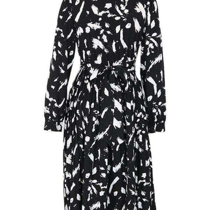Chic Black Floral Long-Sleeved Maxi Dress - A Wardrobe Must-Have for Women