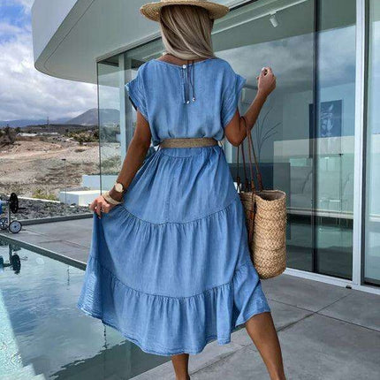 Effortlessly Stylish Belt-Free Solid Color Dress for Any Occasion