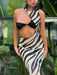 Sleeveless slim fit irregular zebra print skirt dress