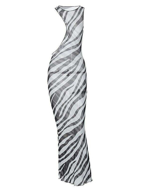 Bohemian Chic Asymmetrical Zebra Print Sleeveless Dress